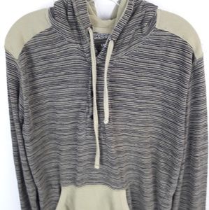 Dikotomy mens pullover hoodie gray/beige stripes L